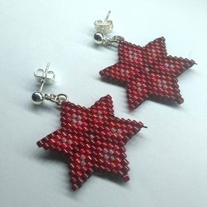 Artisan Poinsettia Christmas Earrings Holidays